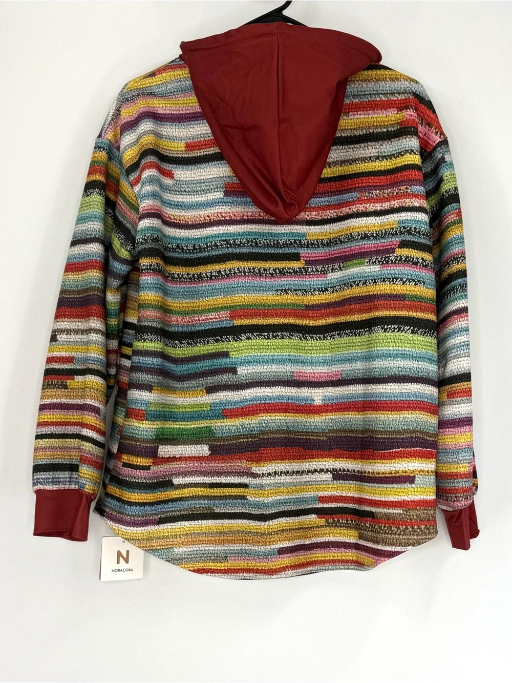 Noracora Colorful Southwestern Knit Fleece Lined Hooded Shacket Jacket, M, NWT‎